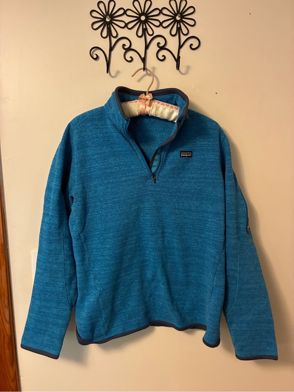 Patagonia Women's Teal Blue Quarter-Zip V-Neck Sweater